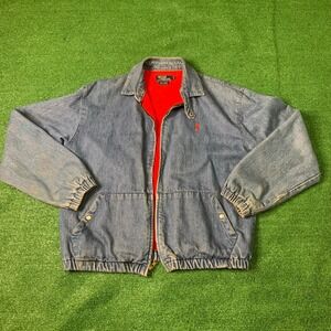 Vintage 1980s Polo Ralph Lauren Flannel Lined Denim Jacket Made in USA (MEDIUM)